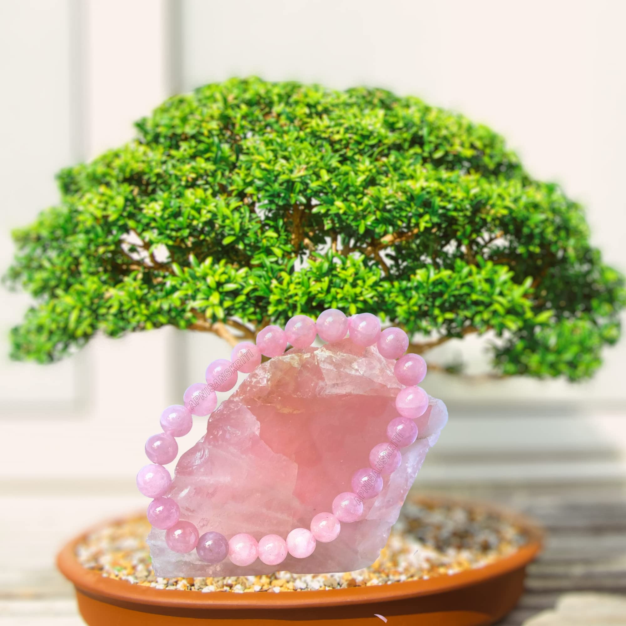 Apnisanskriti Certified Stone Bracelet (8mm) – Natural Reiki Feng Shui Round Gemstone – Free Size for Men & Women