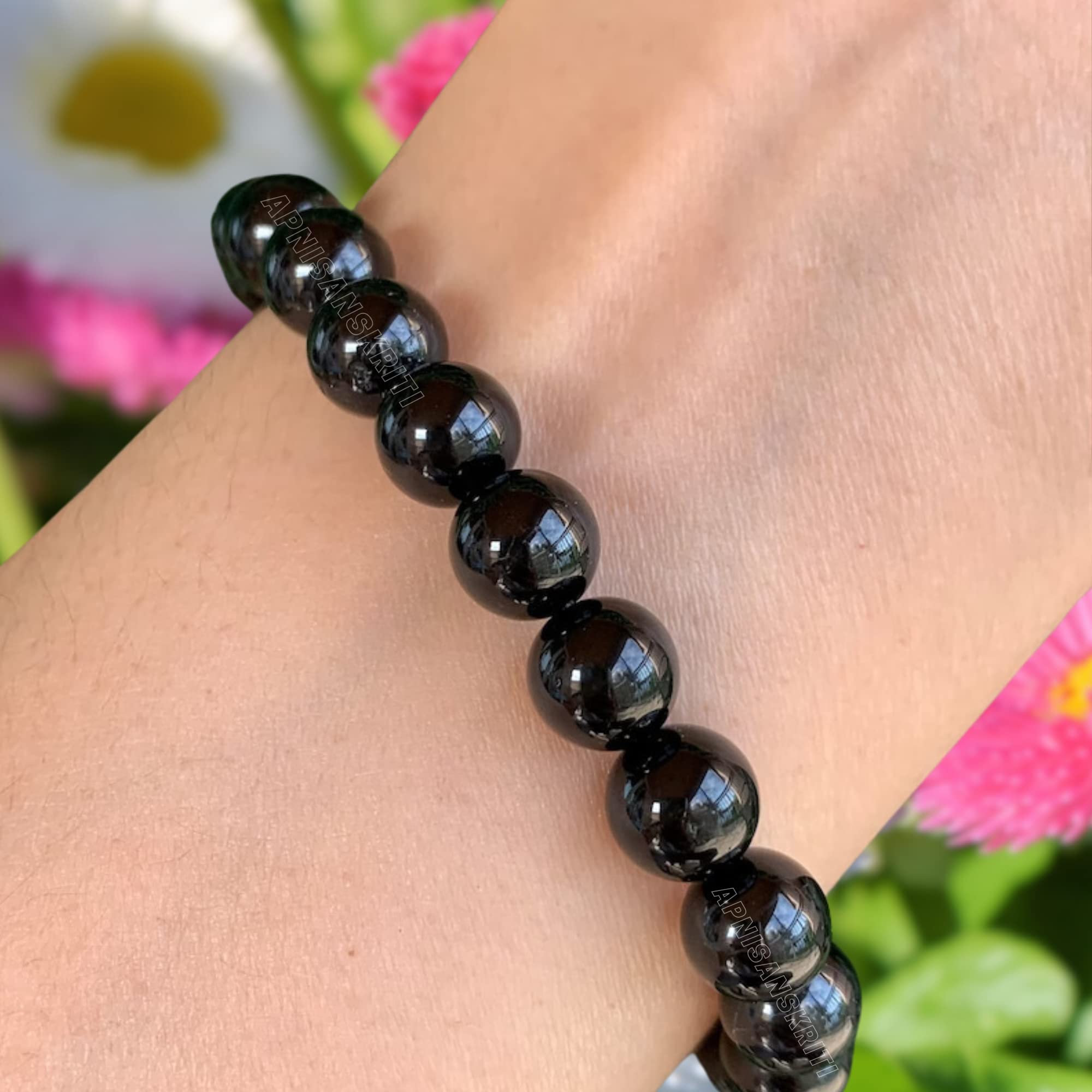 Apnisanskriti Certified Stone Bracelet (8mm) – Natural Reiki Feng Shui Round Gemstone – Free Size for Men & Women