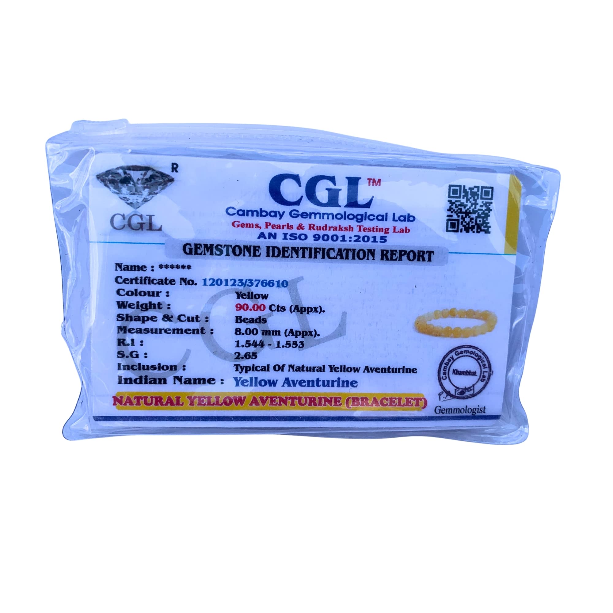 Apnisanskriti Certified Stone Bracelet (8mm) – Natural Reiki Feng Shui Round Gemstone – Free Size for Men & Women