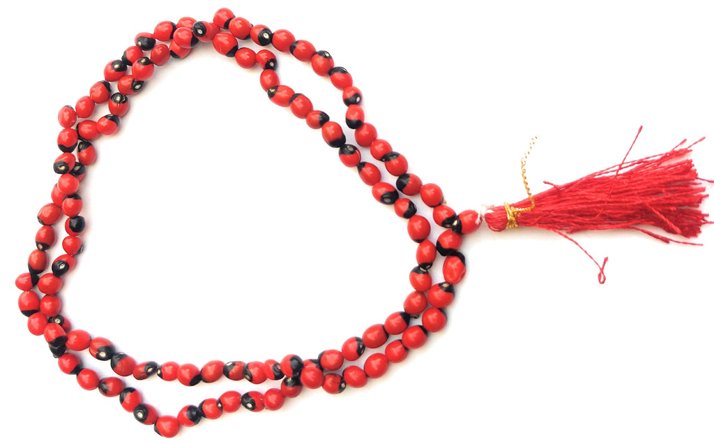 Apnisanskriti Gunja Mala (Gurinvida Mala, Laal Chirmi Mala) For Unisex (108 + 1 Beads) - Red Color - Pack of 1