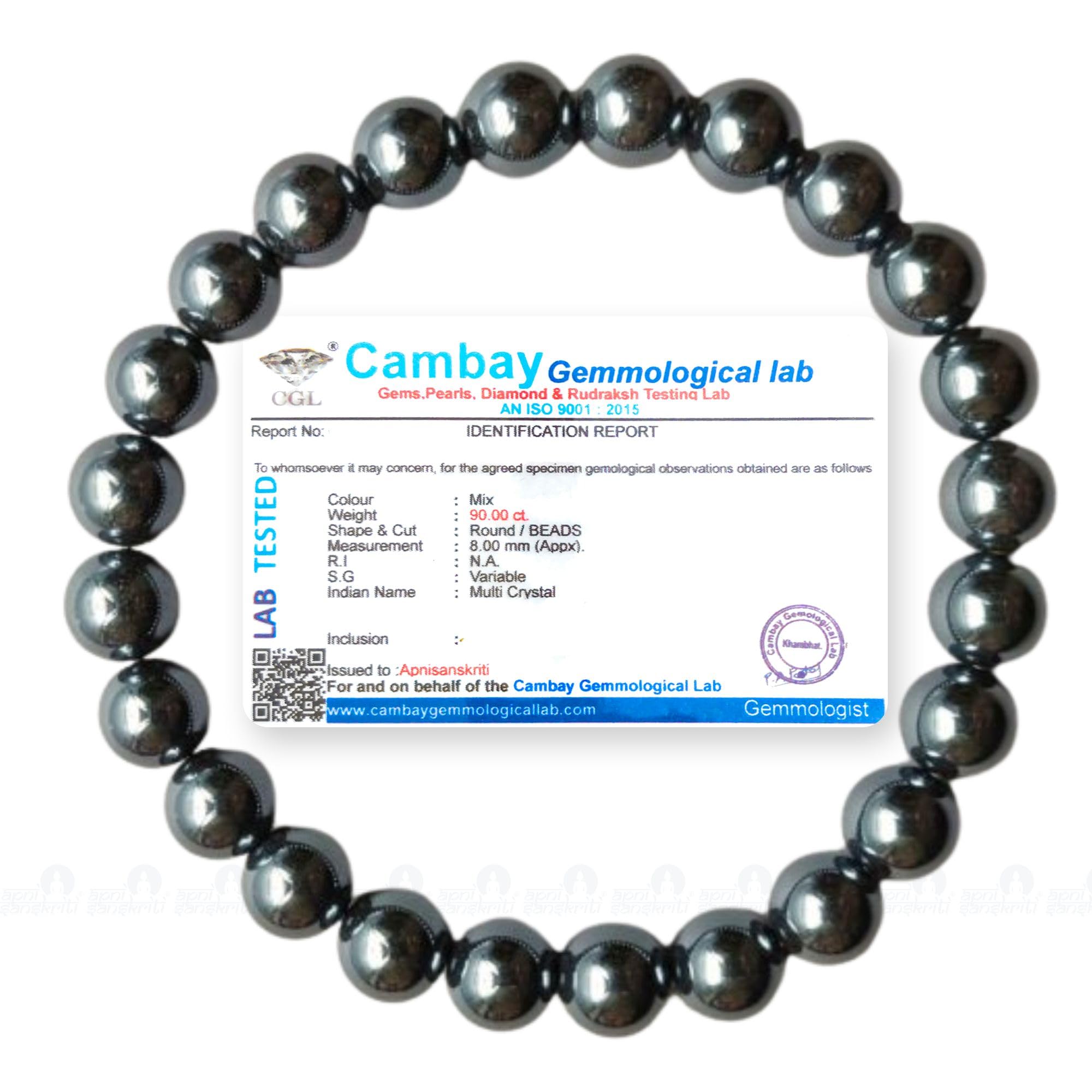 Apnisanskriti Certified Stone Bracelet (8mm) – Natural Reiki Feng Shui Round Gemstone – Free Size for Men & Women