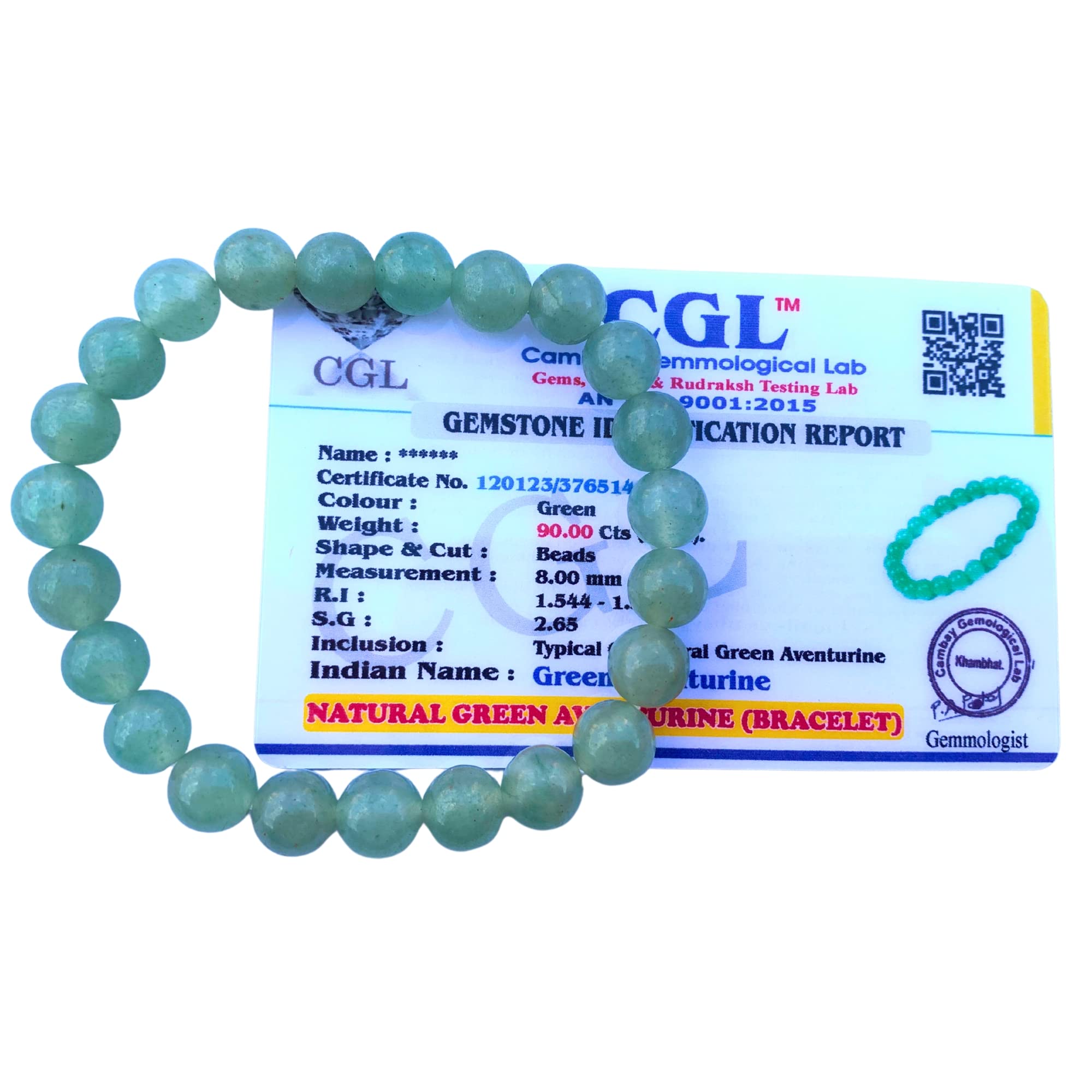 Apnisanskriti Certified Stone Bracelet (8mm) – Natural Reiki Feng Shui Round Gemstone – Free Size for Men & Women