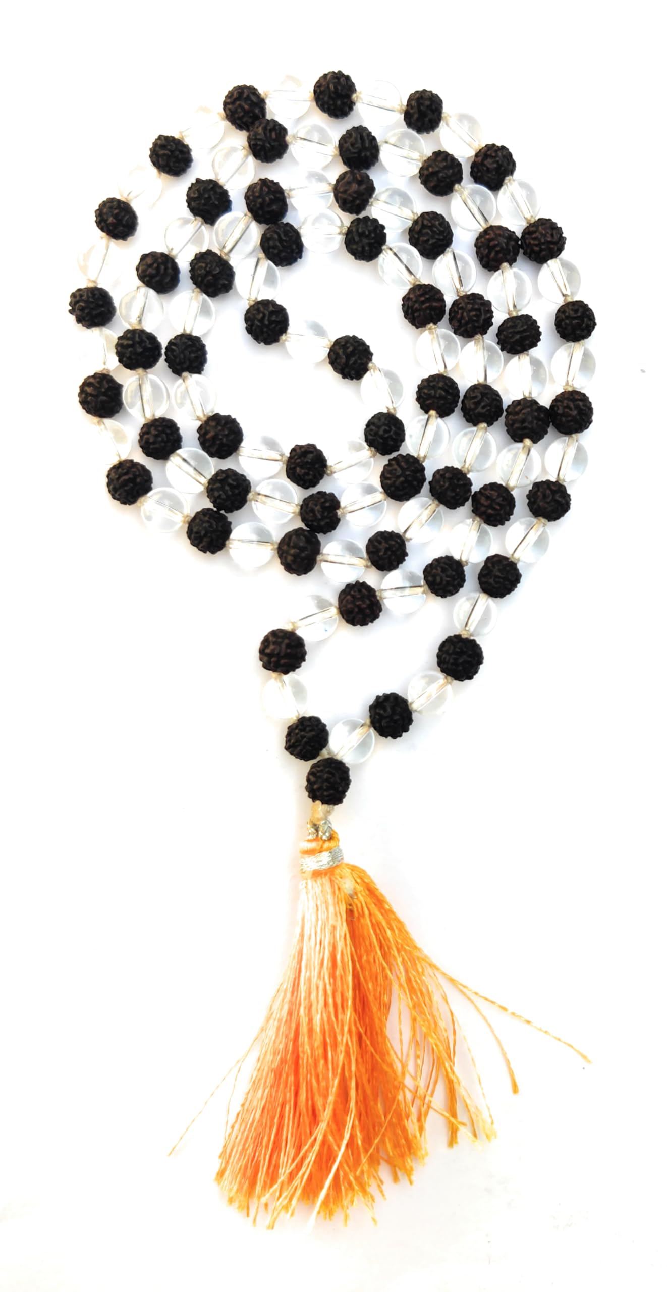 Apnisanskriti Certified Black Rudraksha and Spatic Beads Mala - Natural Beads for Men and Women