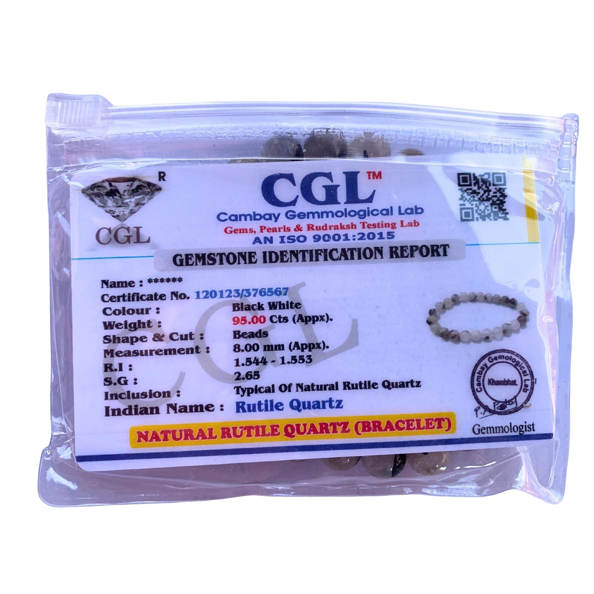 Apnisanskriti Certified Stone Bracelet (8mm) – Natural Reiki Feng Shui Round Gemstone – Free Size for Men & Women