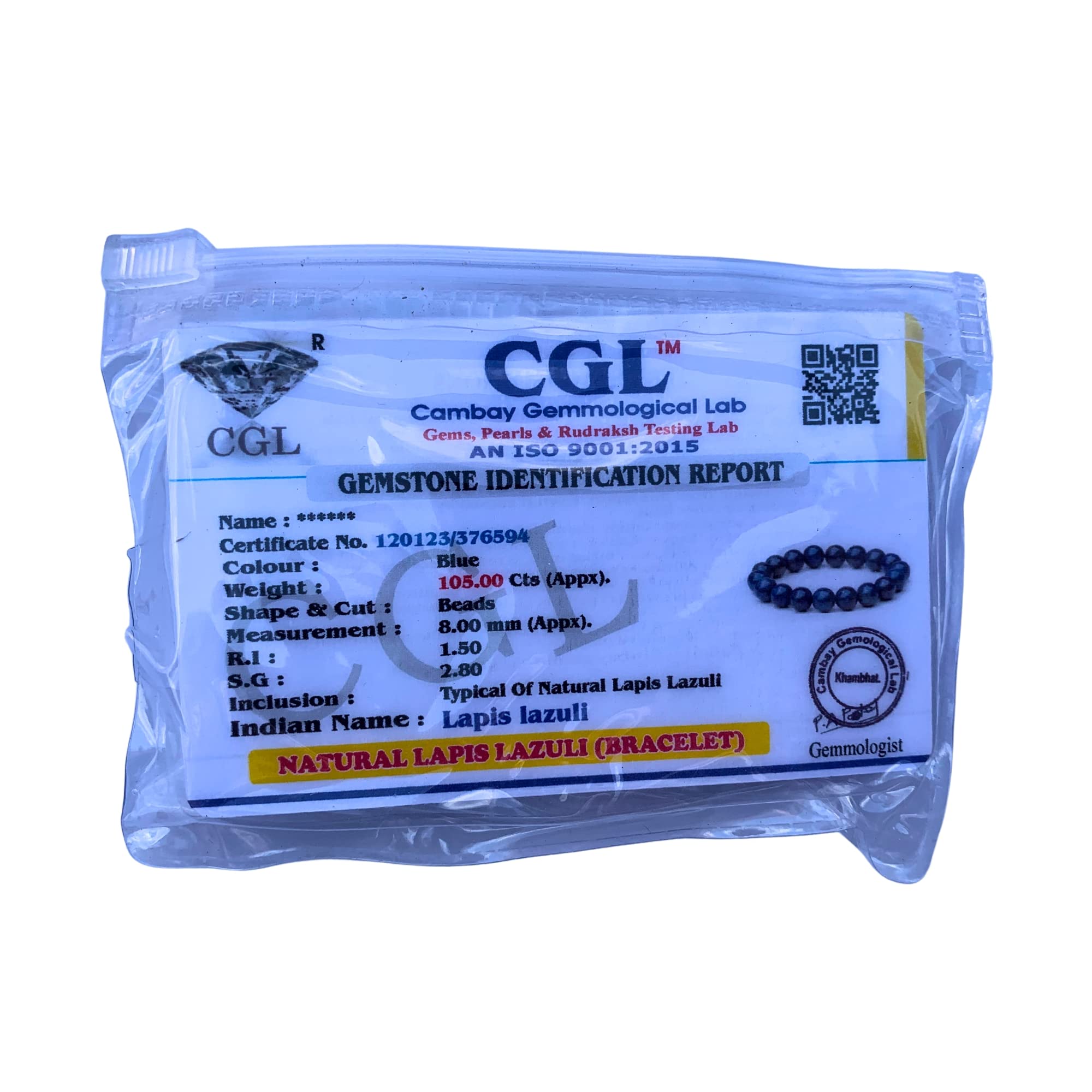 Apnisanskriti Certified Stone Bracelet (8mm) – Natural Reiki Feng Shui Round Gemstone – Free Size for Men & Women