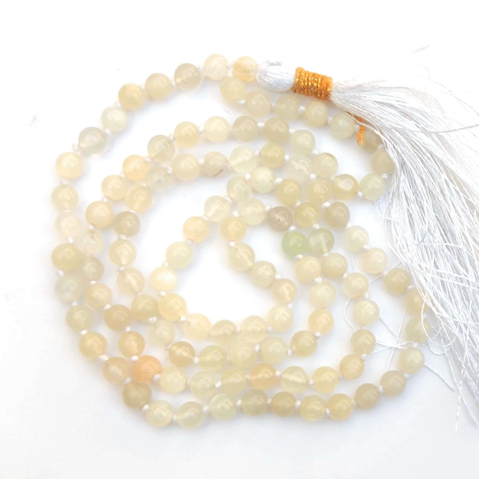 Apnisanskriti Premium Stone Mala for Men and Women (6mm, AAA Quality, Lab Certified, 108+1) - Natural Stone Beads Mala - Pack of 1