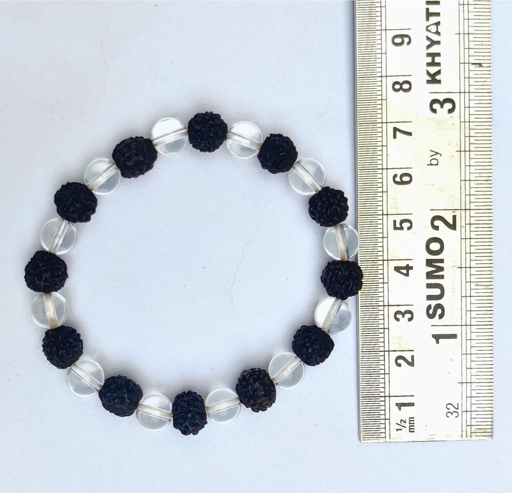 Apnisanskriti Premium Black Rudrakasha and Sphatik Stone Bracelet for Men and Women (Free Size, AAA Quality, Lab Certified) Natural Stone - Pack of 1