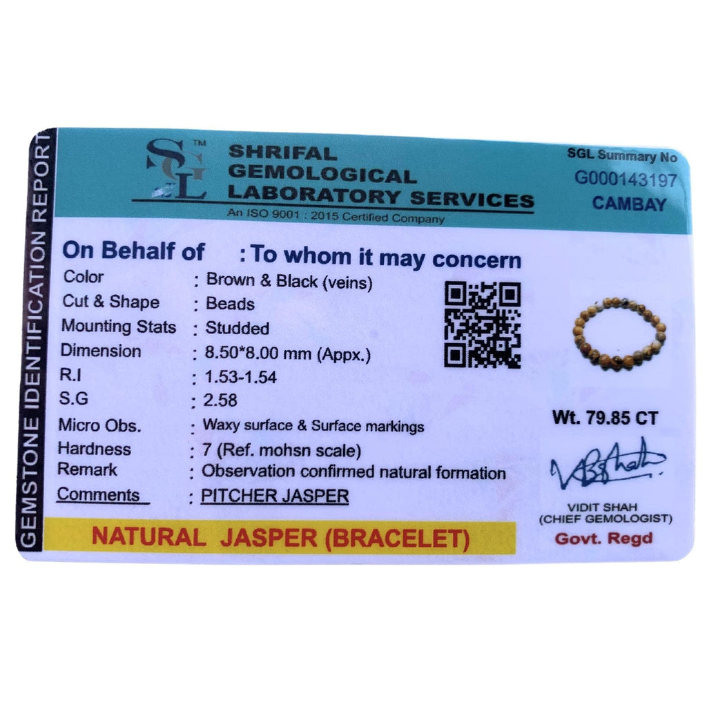 Apnisanskriti Certified Stone Bracelet (8mm) – Natural Reiki Feng Shui Round Gemstone – Free Size for Men & Women