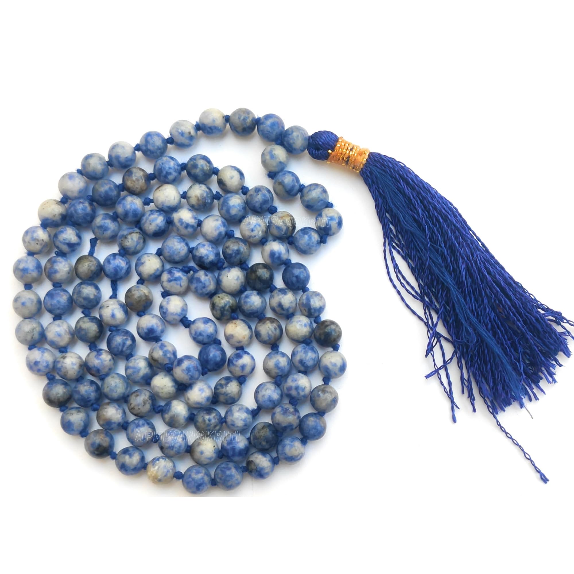 Apnisanskriti Premium Stone Mala for Men and Women (6mm, AAA Quality, Lab Certified, 108+1) - Natural Stone Beads Mala - Pack of 1