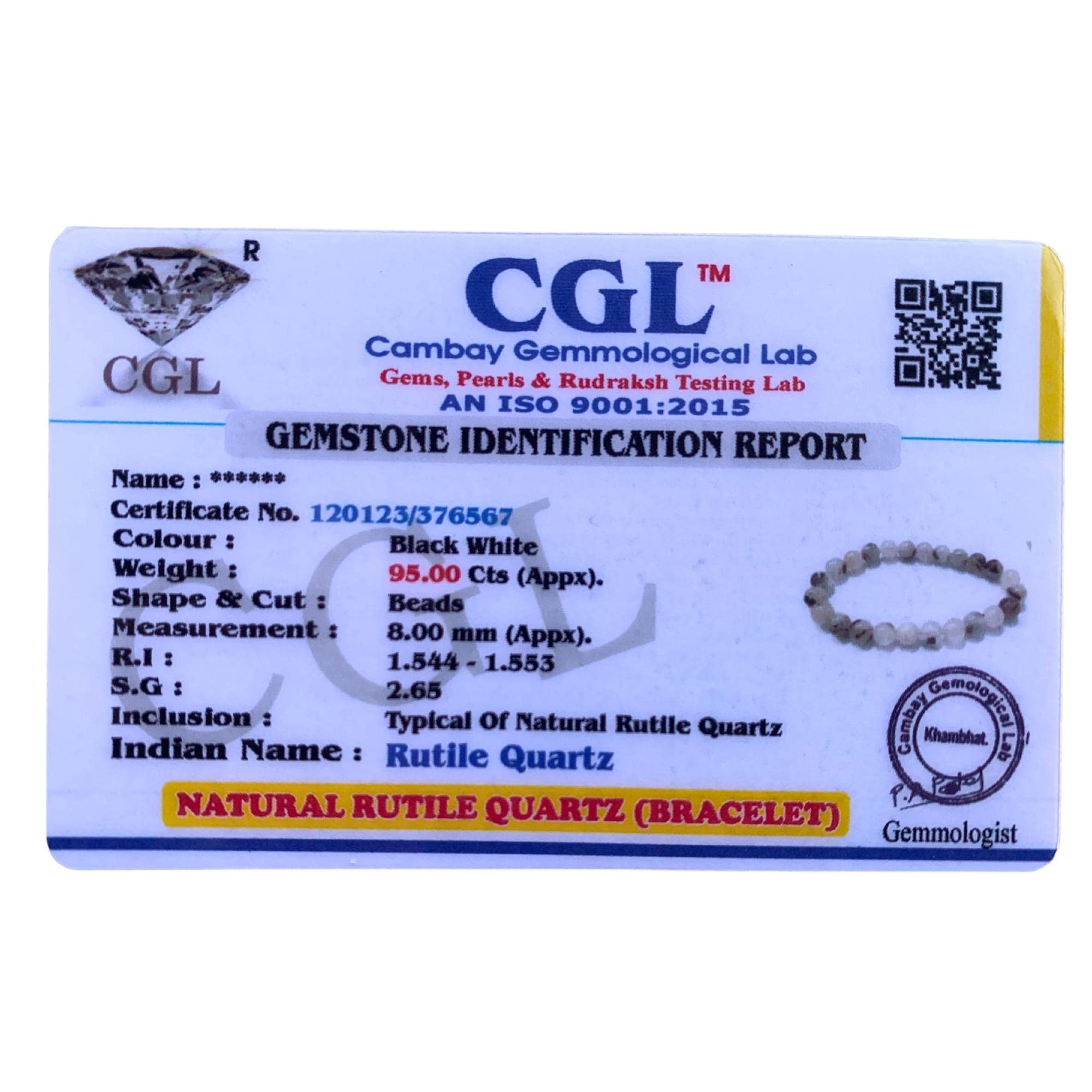 Apnisanskriti Certified Stone Bracelet (8mm) – Natural Reiki Feng Shui Round Gemstone – Free Size for Men & Women