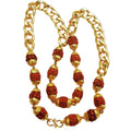 Apnisanskriti Designer Rudraksha Mala with Golden Chain (16 Beads,10 mm Beads, 19 Inch, Medium Length) Natural Rudraksh Beads (Pack of 1)