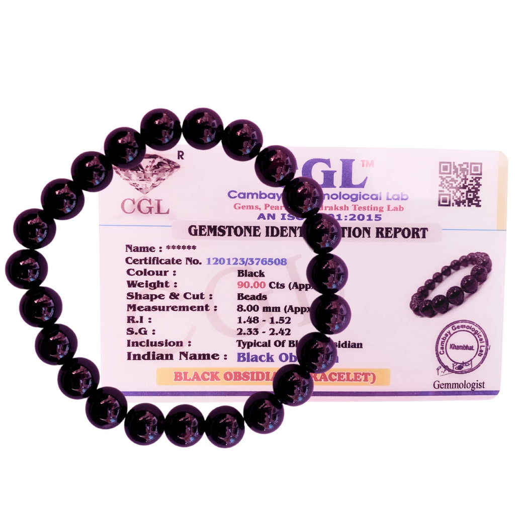 Apnisanskriti Certified Stone Bracelet (8mm) – Natural Reiki Feng Shui Round Gemstone – Free Size for Men & Women