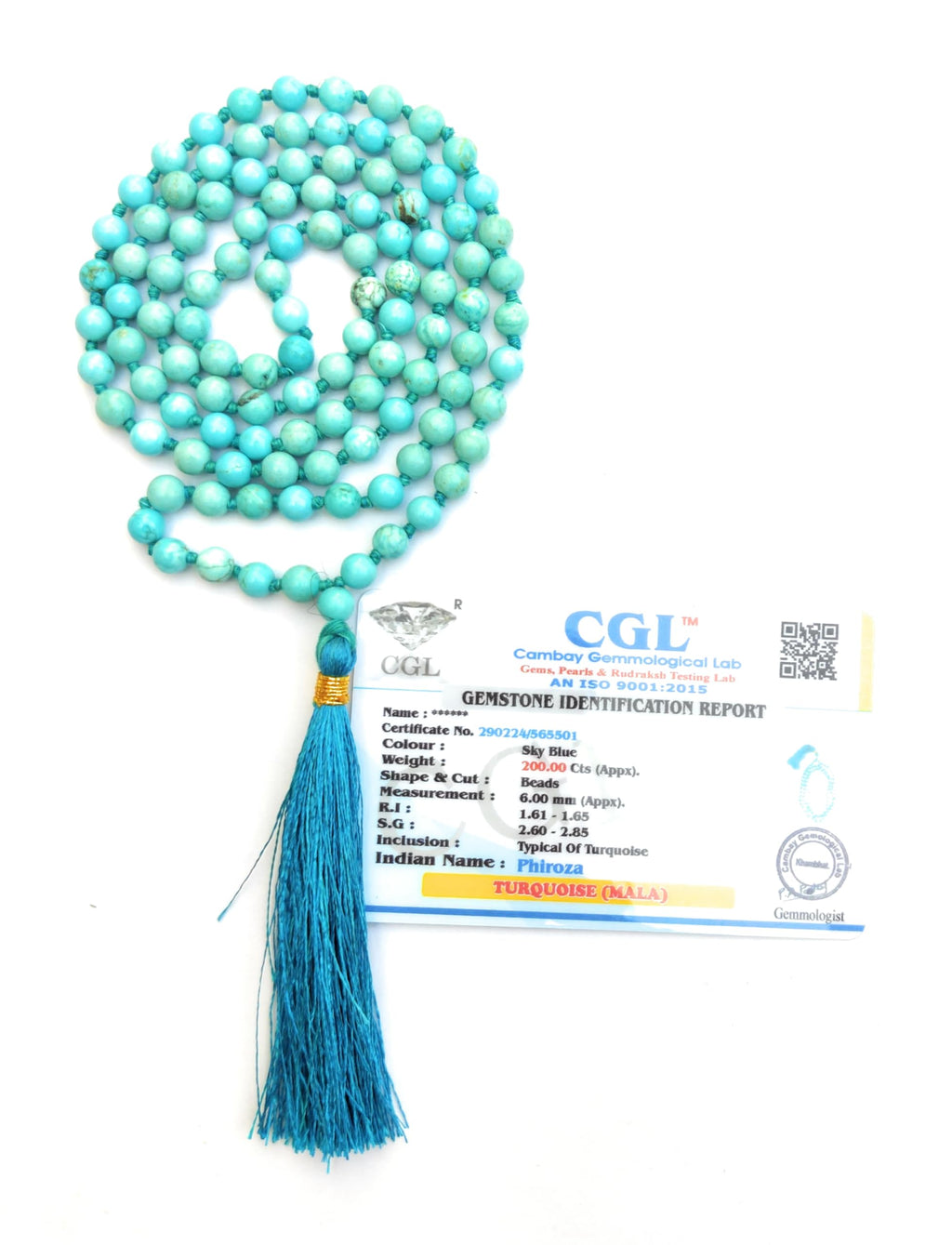 Apnisanskriti 6mm Phiroza (Turquoise) Mala - Serene Beads for Spiritual Harmony (Pack of 1)