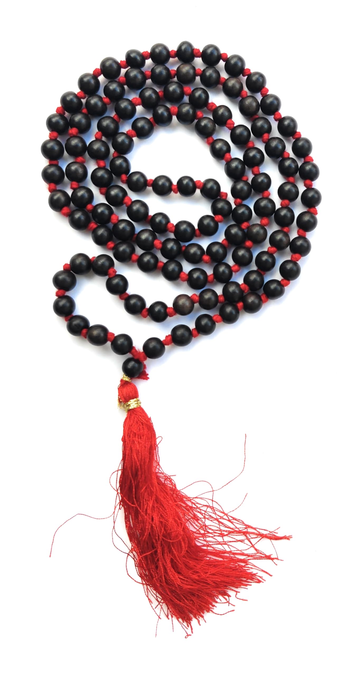 Apnisanskriti Premium Lab Certified Karungali Mala 8mm (Ebony Mala) - Black with Knots, Shiny Finish (Pack of 1)