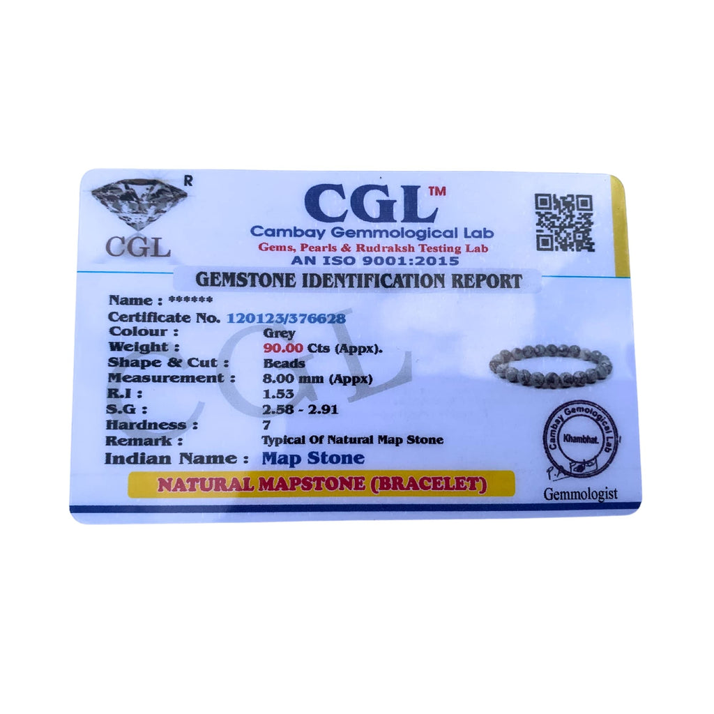 Apnisanskriti Certified Stone Bracelet (8mm) – Natural Reiki Feng Shui Round Gemstone – Free Size for Men & Women