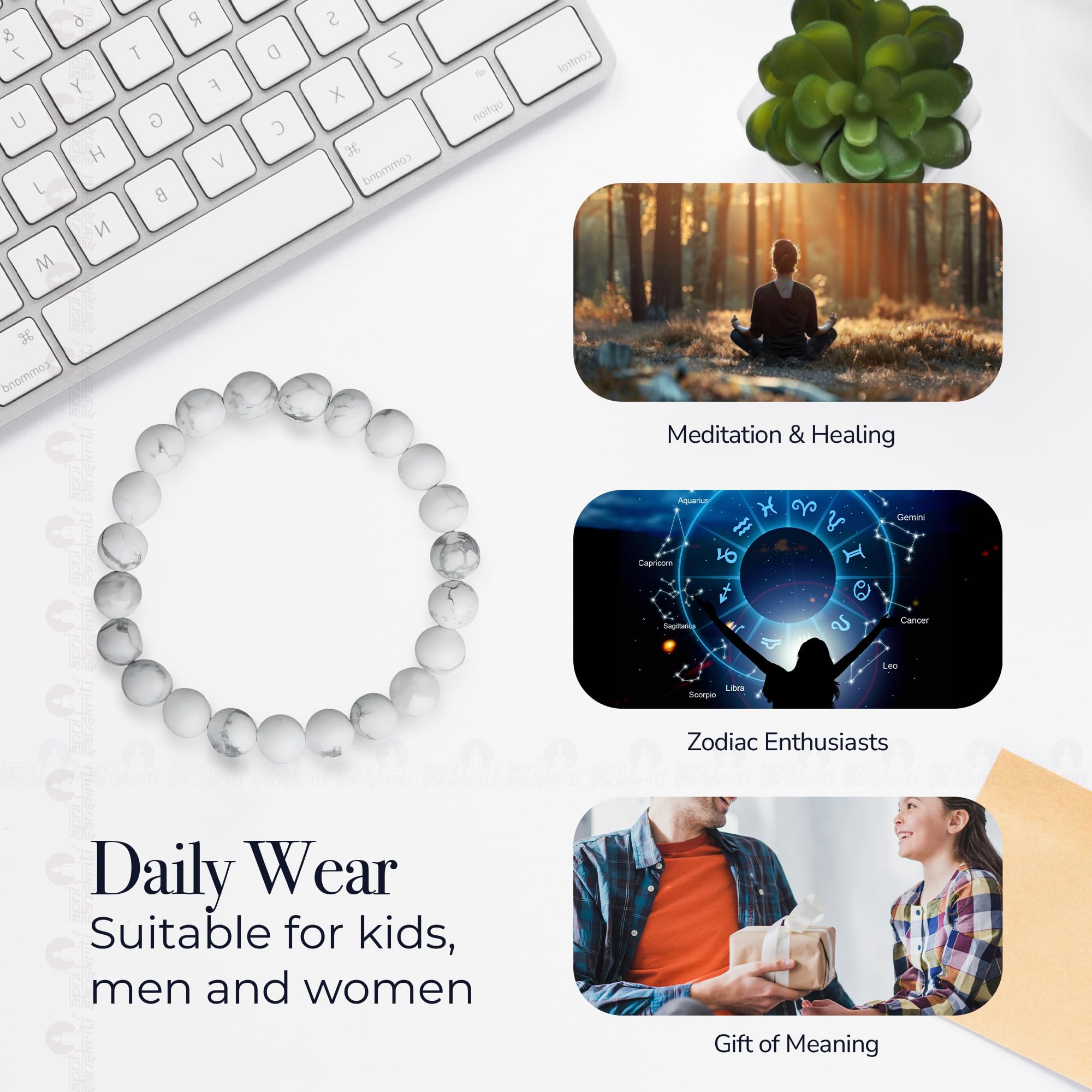 Apnisanskriti Certified Stone Bracelet (8mm) – Natural Reiki Feng Shui Round Gemstone – Free Size for Men & Women