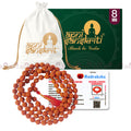 Apnisanskriti 5 Mukhi Rudraksha Mala for Jaap and men/women wearing (8 mm, large bead size, 108+1 Beads, Lab Certified) - Natural Brown Rudraksha Beads - Pack of 1
