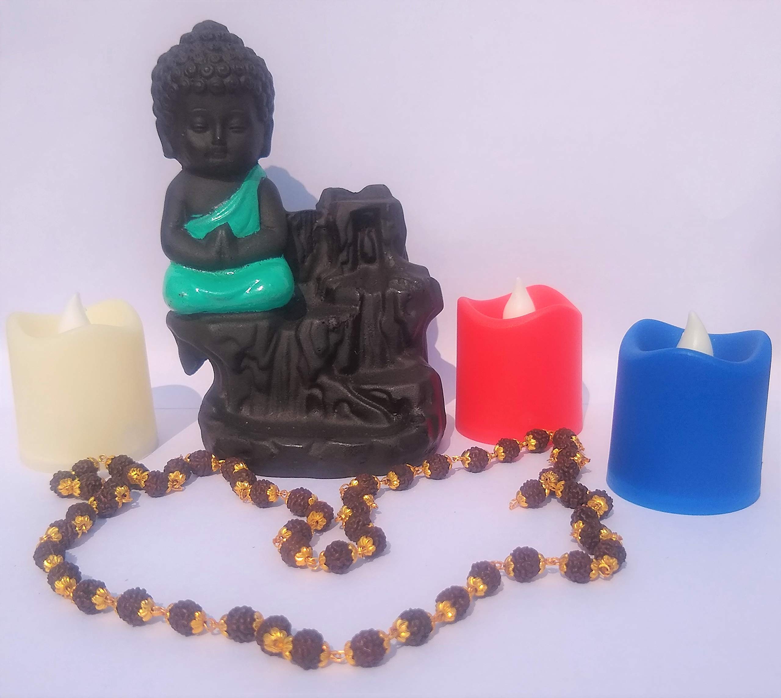 Apnisanskriti Black Rudraksha Mala with Golden Cap for Men/Women Wearing (Lab Certified, Original Black Rudraksh) - Pack of 1