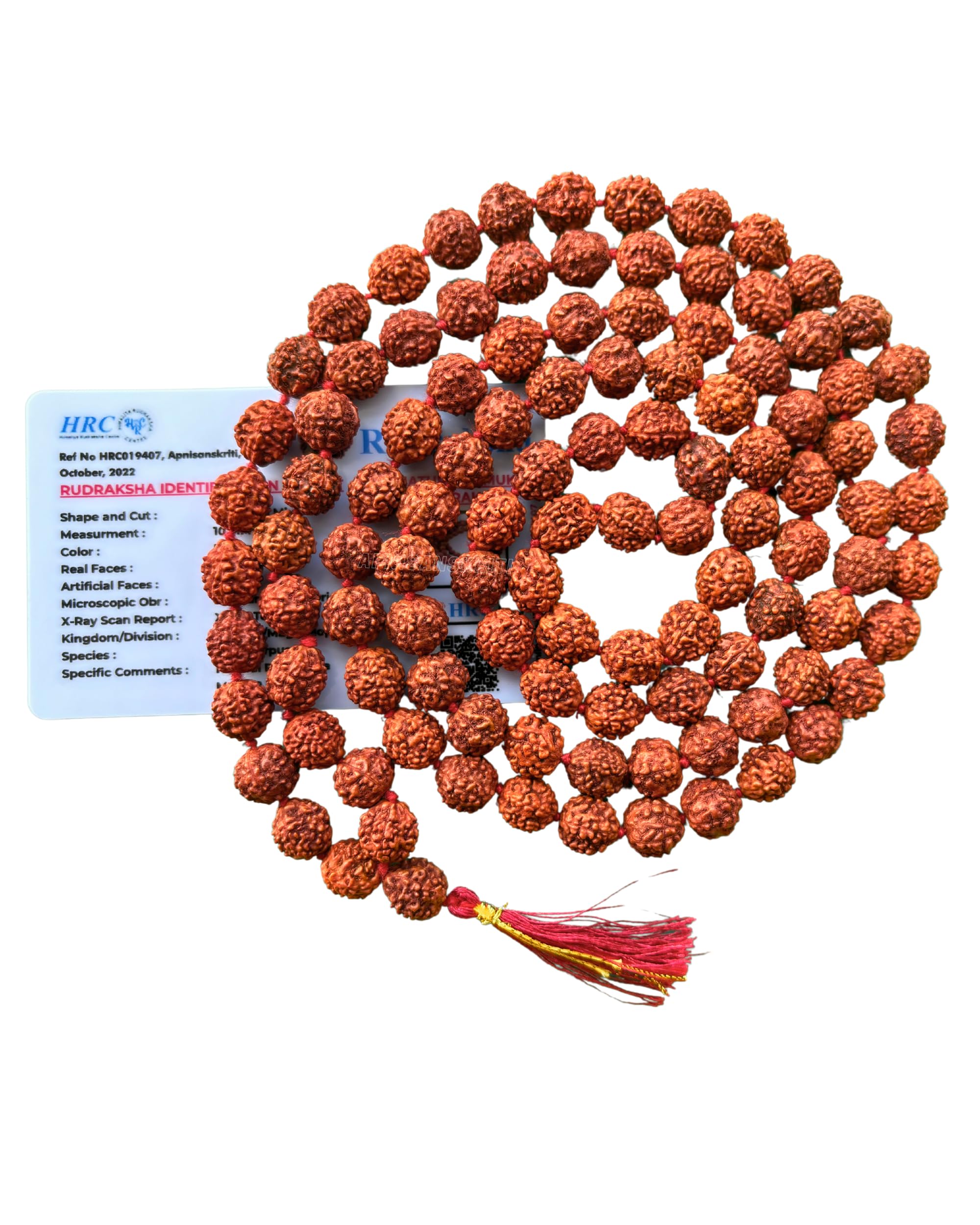 Apnisanskriti 5 Mukhi Rudraksha Mala for Men/Women Wearing (108+1, Lab Certified, Natural Brown Rudraksha Beads)