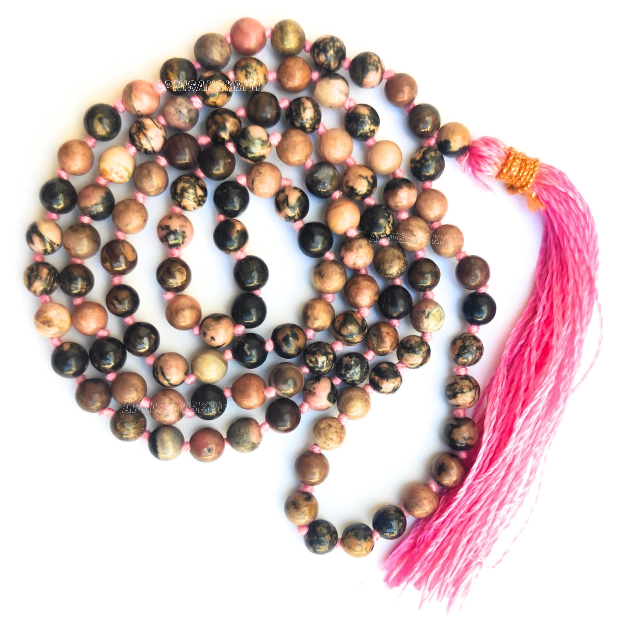 Apnisanskriti Premium Stone Mala for Men and Women (6mm, AAA Quality, Lab Certified, 108+1) - Natural Stone Beads Mala - Pack of 1