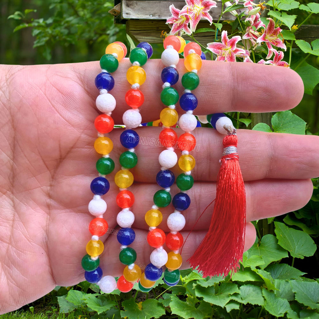 Apnisanskriti JAIN JAAP Mala - Multi Colour Original Stones - pack of 1