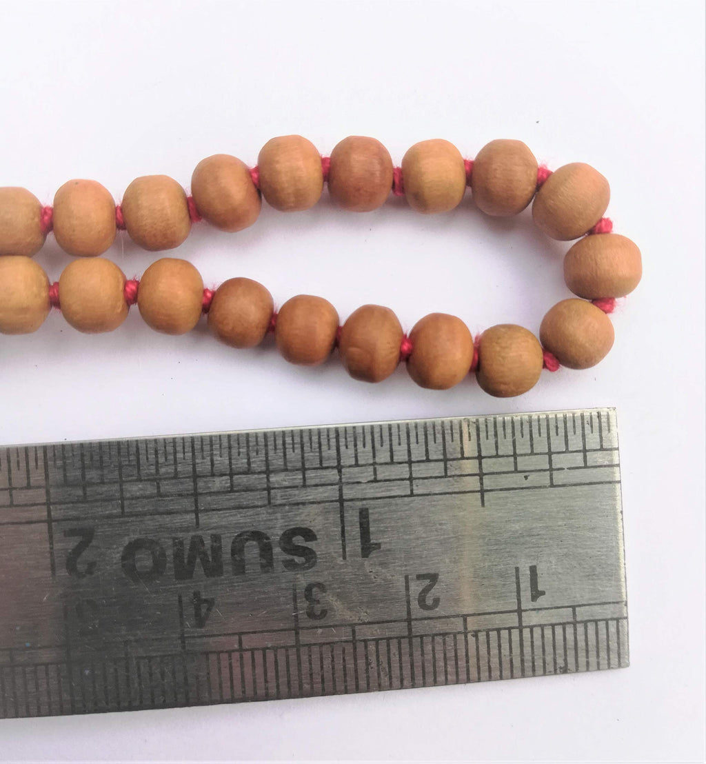 Apnisanskriti Chandan Mala (Sandalwood Rosary) with 7 Chakra and Buddha Face for Japa and Men / Women Wearing (6mm, Medium Bead Size, 108+1 Beads, Lab Certified) - 100% Natural Light Brown Chandan Beads - Pack of 1