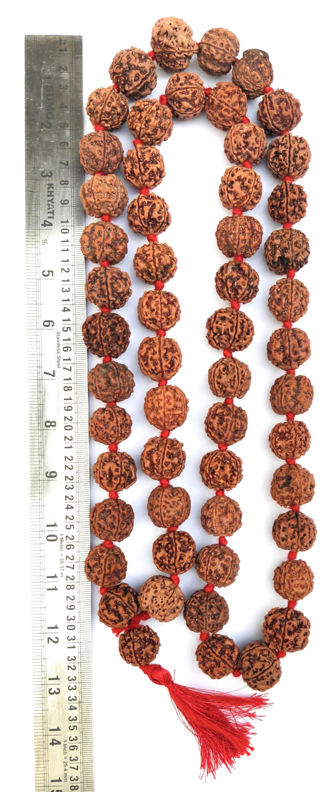Apnisanskriti 5 Mukhi Rudraksha Mala for Men/Women Wearing (108+1, Lab Certified, Natural Brown Rudraksha Beads)
