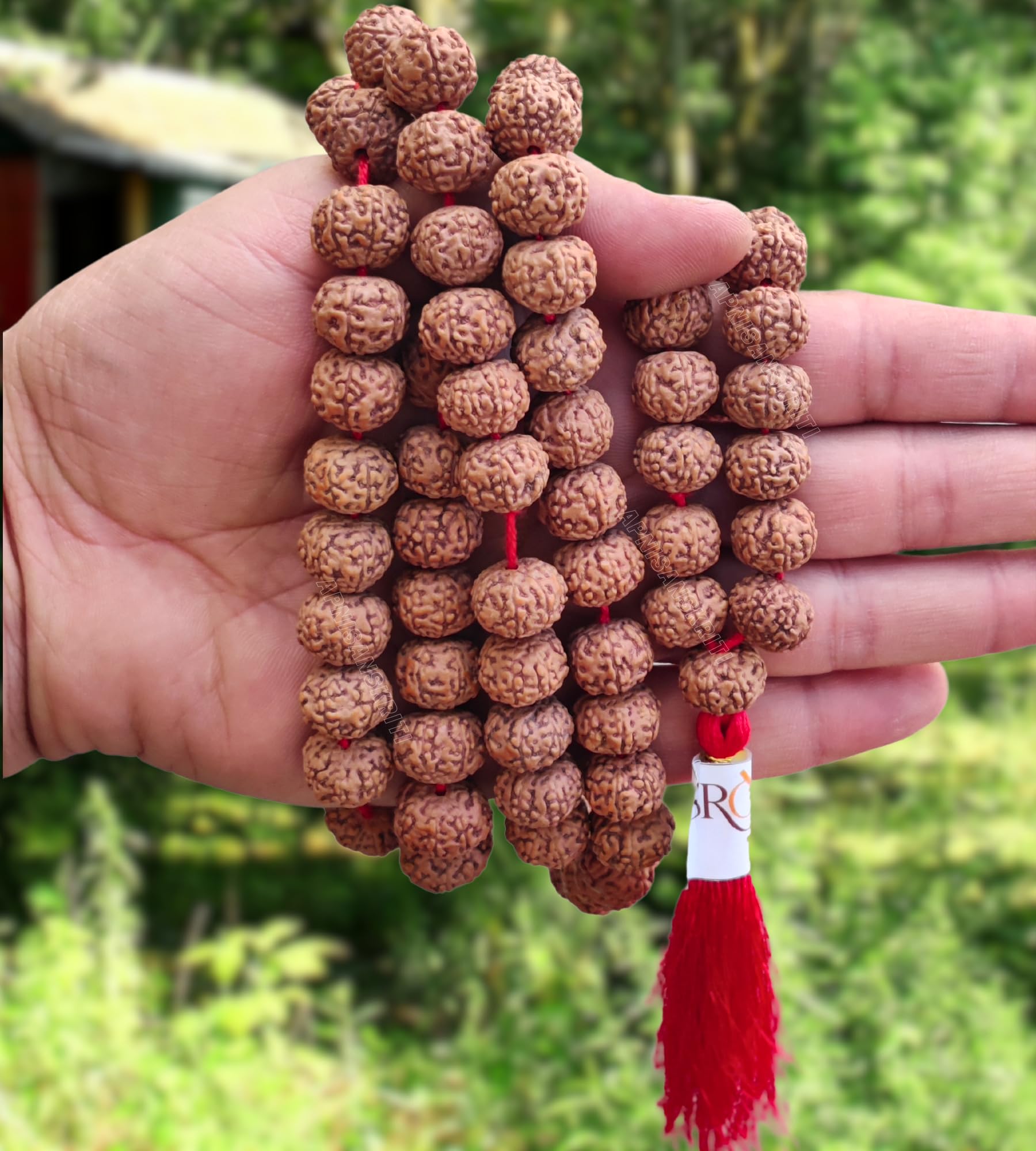 Apnisanskriti Premium 7 Mukhi Rudraksha Mala 13-15mm - Sacred Beads for Spiritual Harmony (Pack of 1)