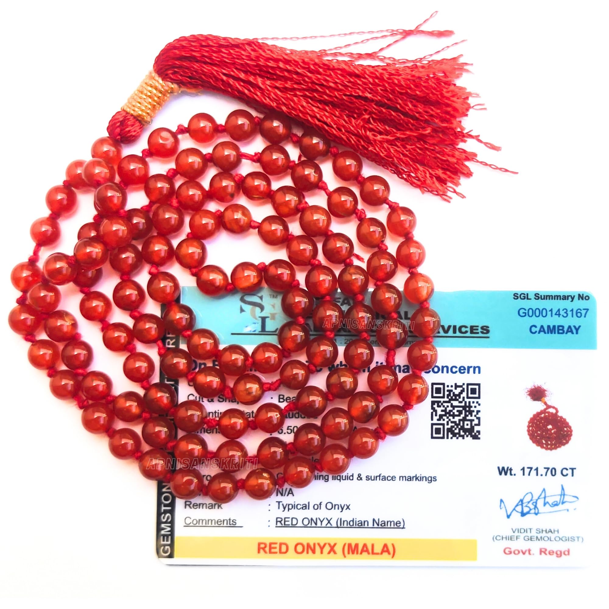 Apnisanskriti Premium Stone Mala for Men and Women (6mm, AAA Quality, Lab Certified, 108+1) - Natural Stone Beads Mala - Pack of 1