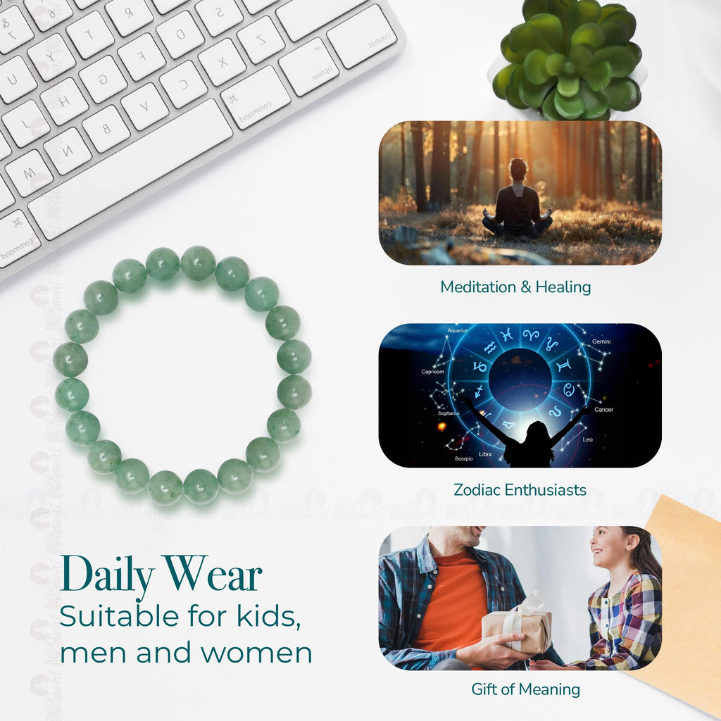 Apnisanskriti Certified Stone Bracelet (8mm) – Natural Reiki Feng Shui Round Gemstone – Free Size for Men & Women
