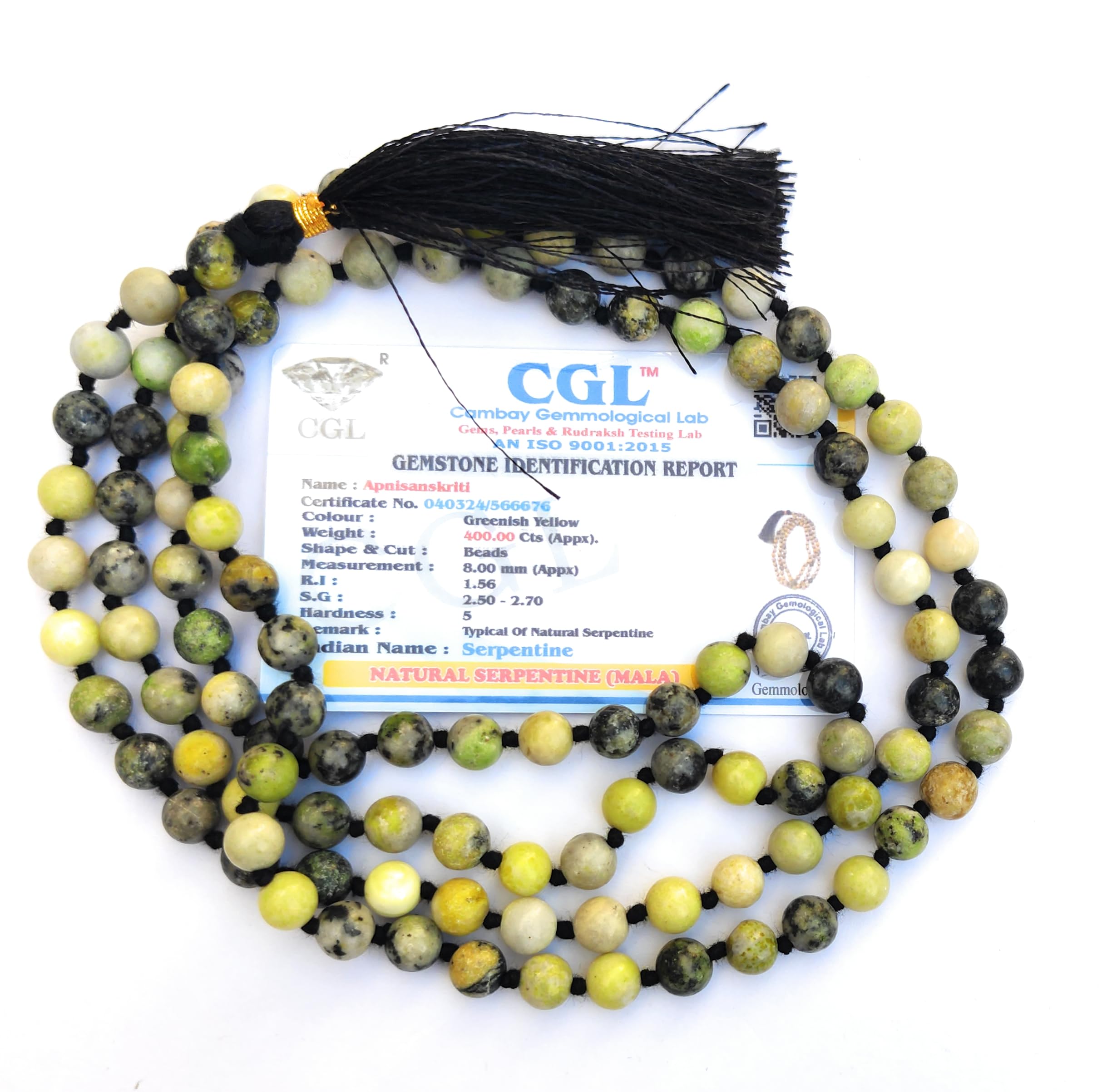 Apnisanskriti 8mm Serpentine Mala - Healing and Transformation in Spiritual Practice (Pack of 1)