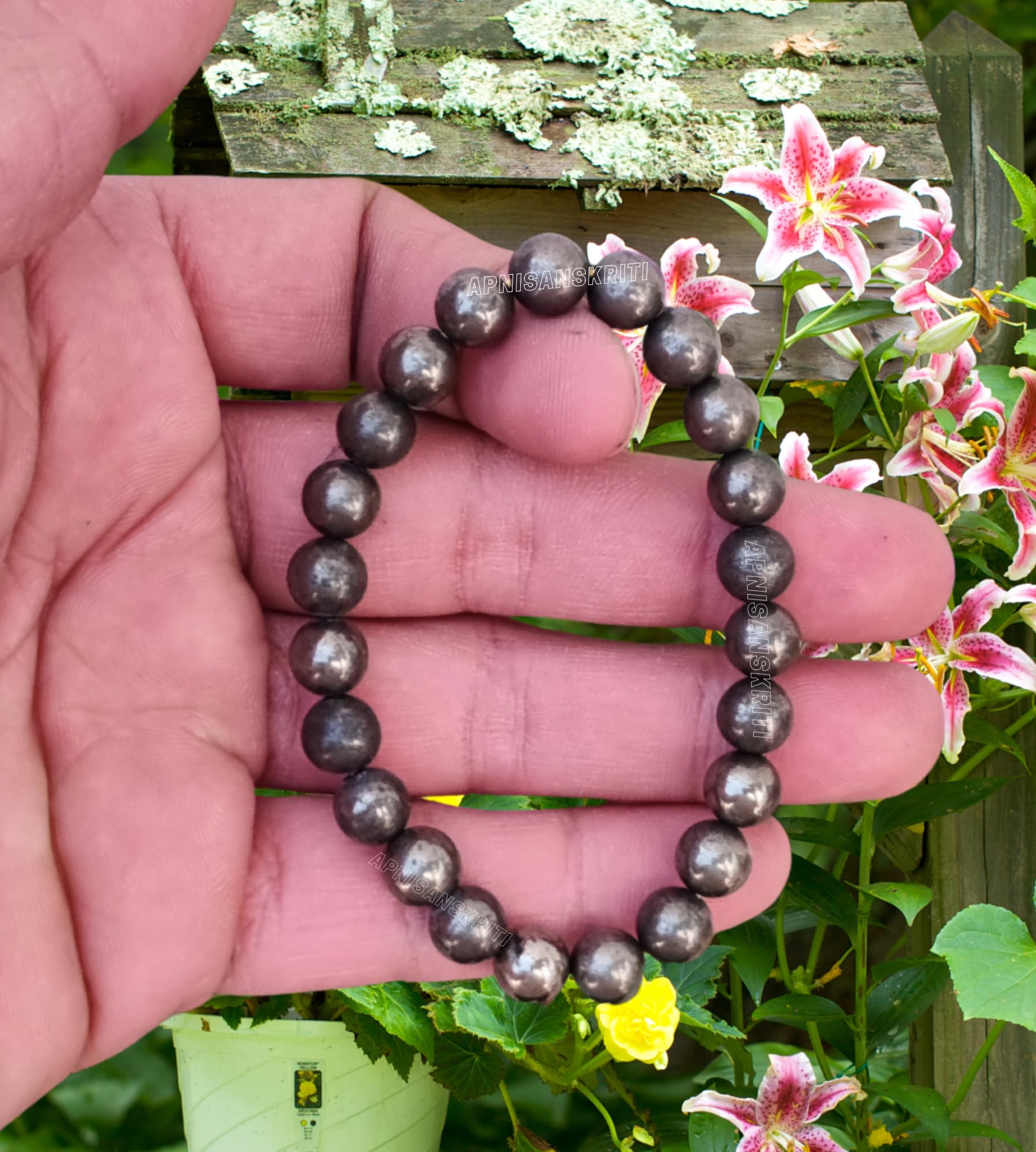 Apnisanskriti Certified Stone Bracelet (8mm) – Natural Reiki Feng Shui Round Gemstone – Free Size for Men & Women