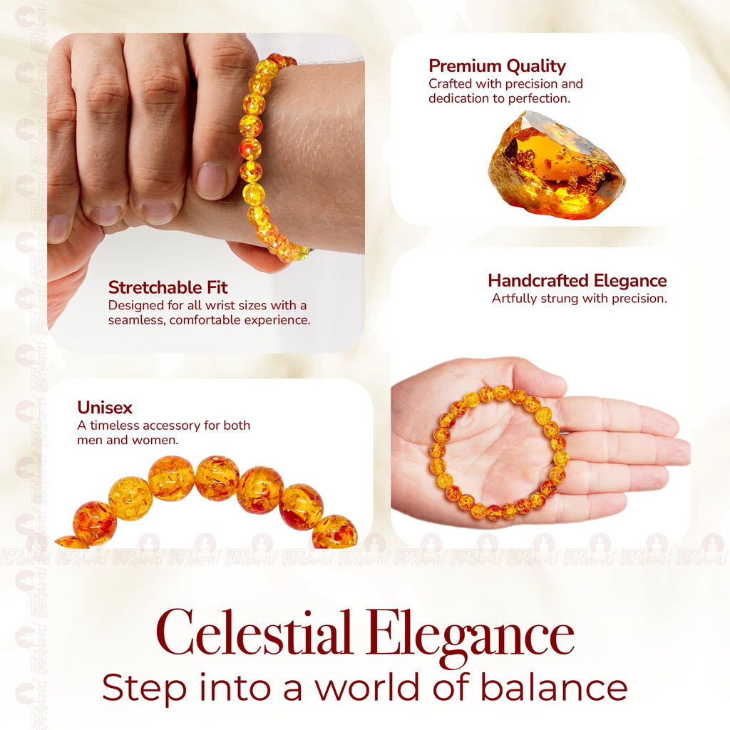 Apnisanskriti Certified Stone Bracelet (8mm) – Natural Reiki Feng Shui Round Gemstone – Free Size for Men & Women