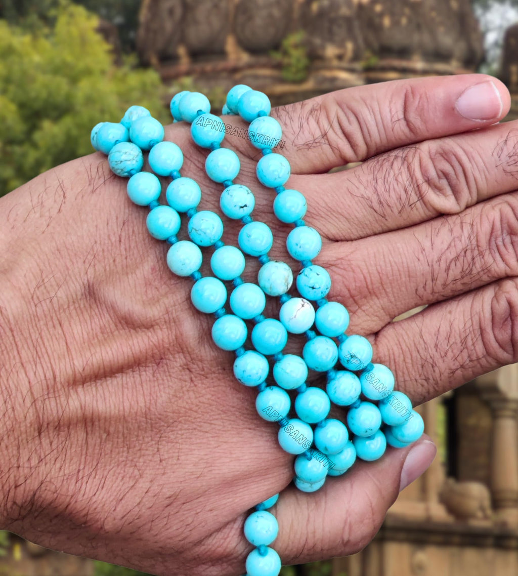 Apnisanskriti 6mm Phiroza (Turquoise) Mala - Serene Beads for Spiritual Harmony (Pack of 1)