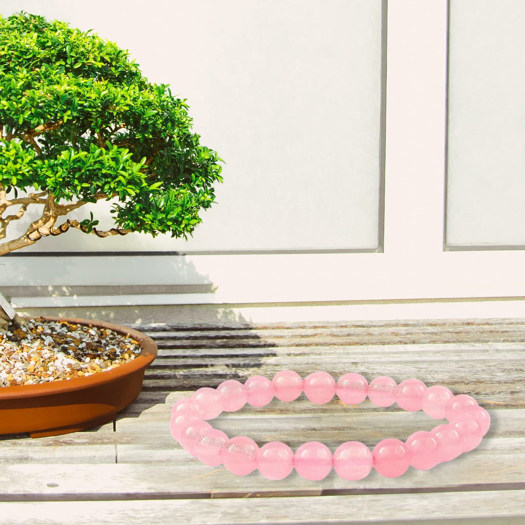 Apnisanskriti Certified Stone Bracelet (8mm) – Natural Reiki Feng Shui Round Gemstone – Free Size for Men & Women