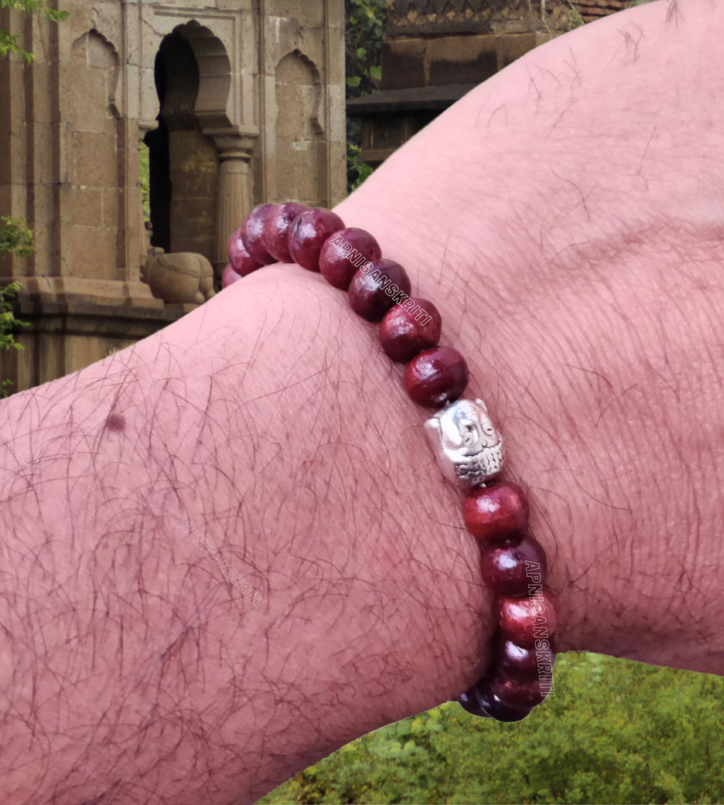 Apnisanskriti Chandan Bracelet (Sandalwood Bracelet) for Men/Women Wearing (6mm, Small Bead Size, 25 Beads) - Natural Chandan Beads - Pack of 1