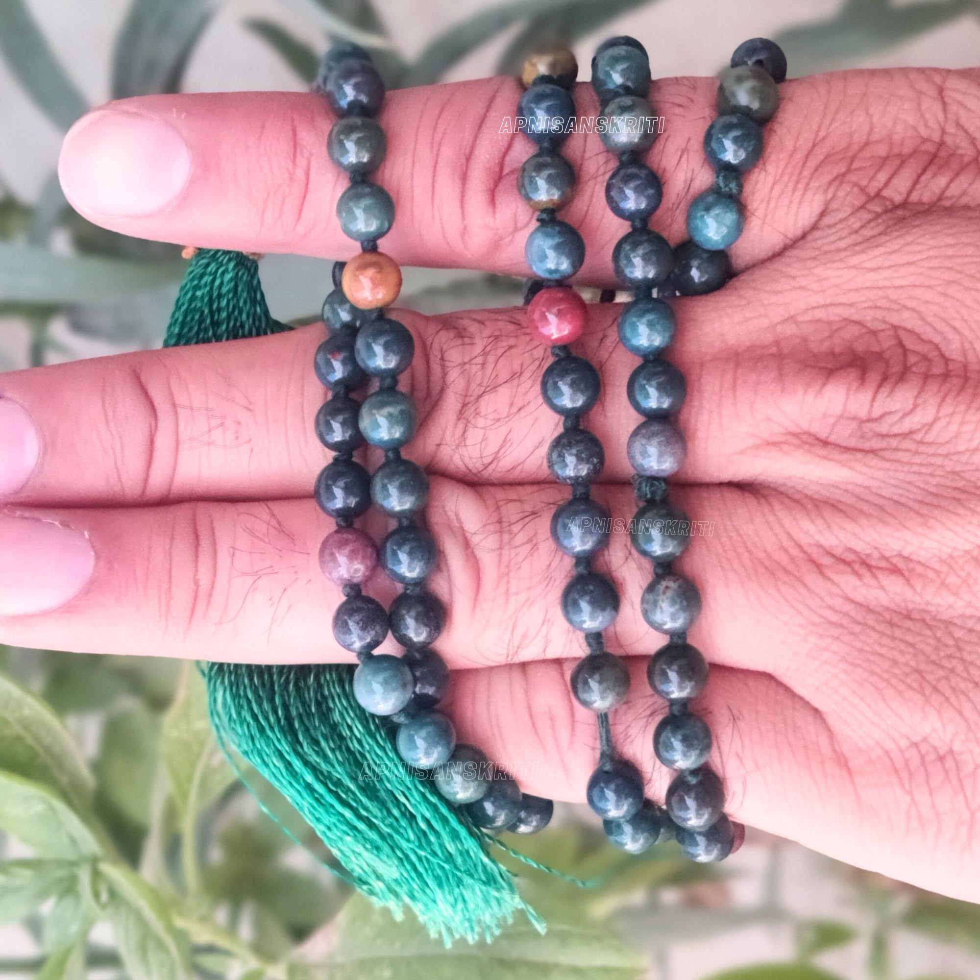 Apnisanskriti Premium Stone Mala for Men and Women (6mm, AAA Quality, Lab Certified, 108+1) - Natural Stone Beads Mala - Pack of 1