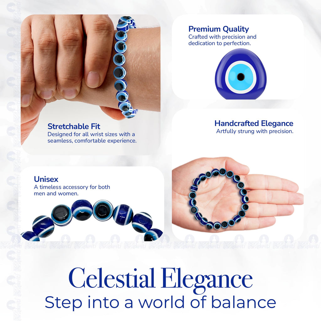 Apnisanskriti Certified Stone Bracelet (8mm) – Natural Reiki Feng Shui Round Gemstone – Free Size for Men & Women