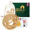 Apnisanskriti 5 Mukhi Chikni Pathri Rudraksha Mala For Men/Women Wearing (8mm, Lab Certified, Medium Bead Size, 108+1) - A+ Grade - 100% Natural Brown Rudraksh Beads - Pack Of 1