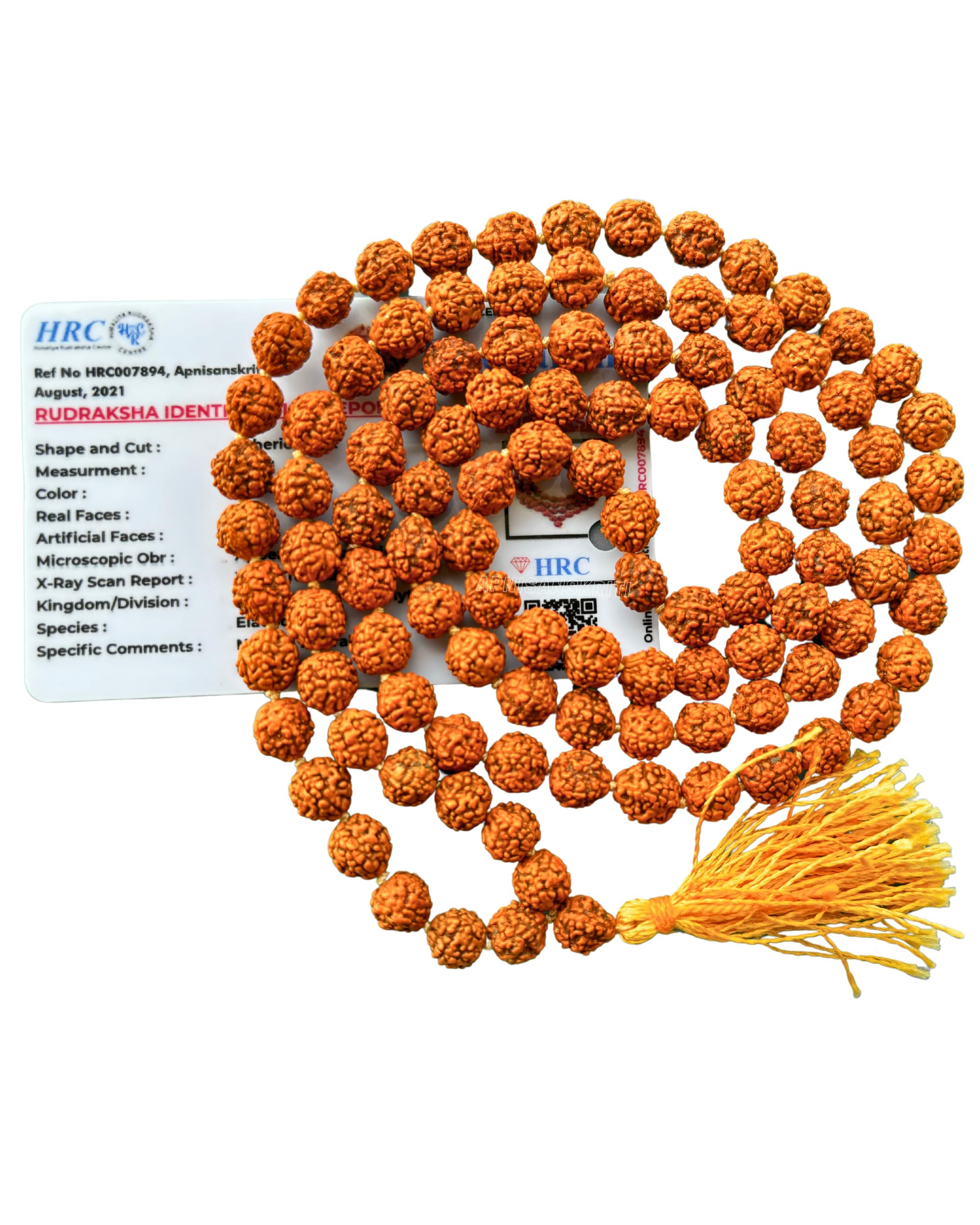 Apnisanskriti 5 Mukhi Rudraksha Mala for Men/Women Wearing (108+1, Lab Certified, Natural Brown Rudraksha Beads)