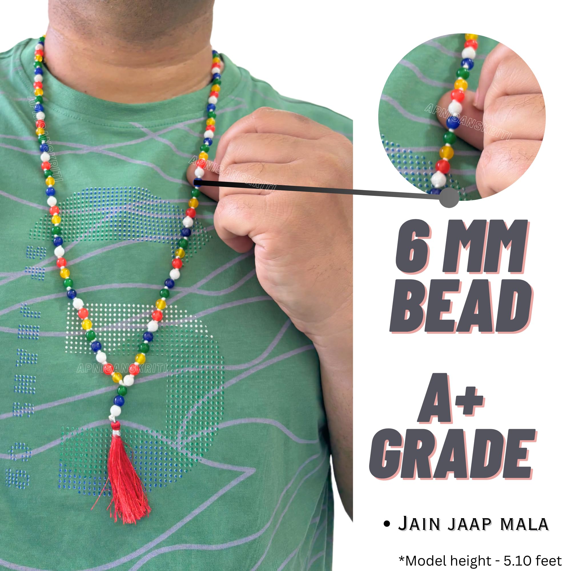Apnisanskriti JAIN JAAP Mala - Multi Colour Original Stones - pack of 1