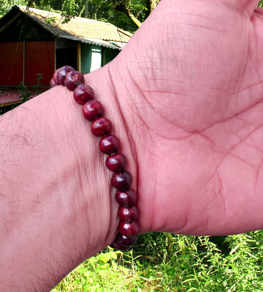 Apnisanskriti Chandan Bracelet (Sandalwood Bracelet) for Men/Women Wearing (6mm, Small Bead Size, 25 Beads) - Natural Chandan Beads - Pack of 1
