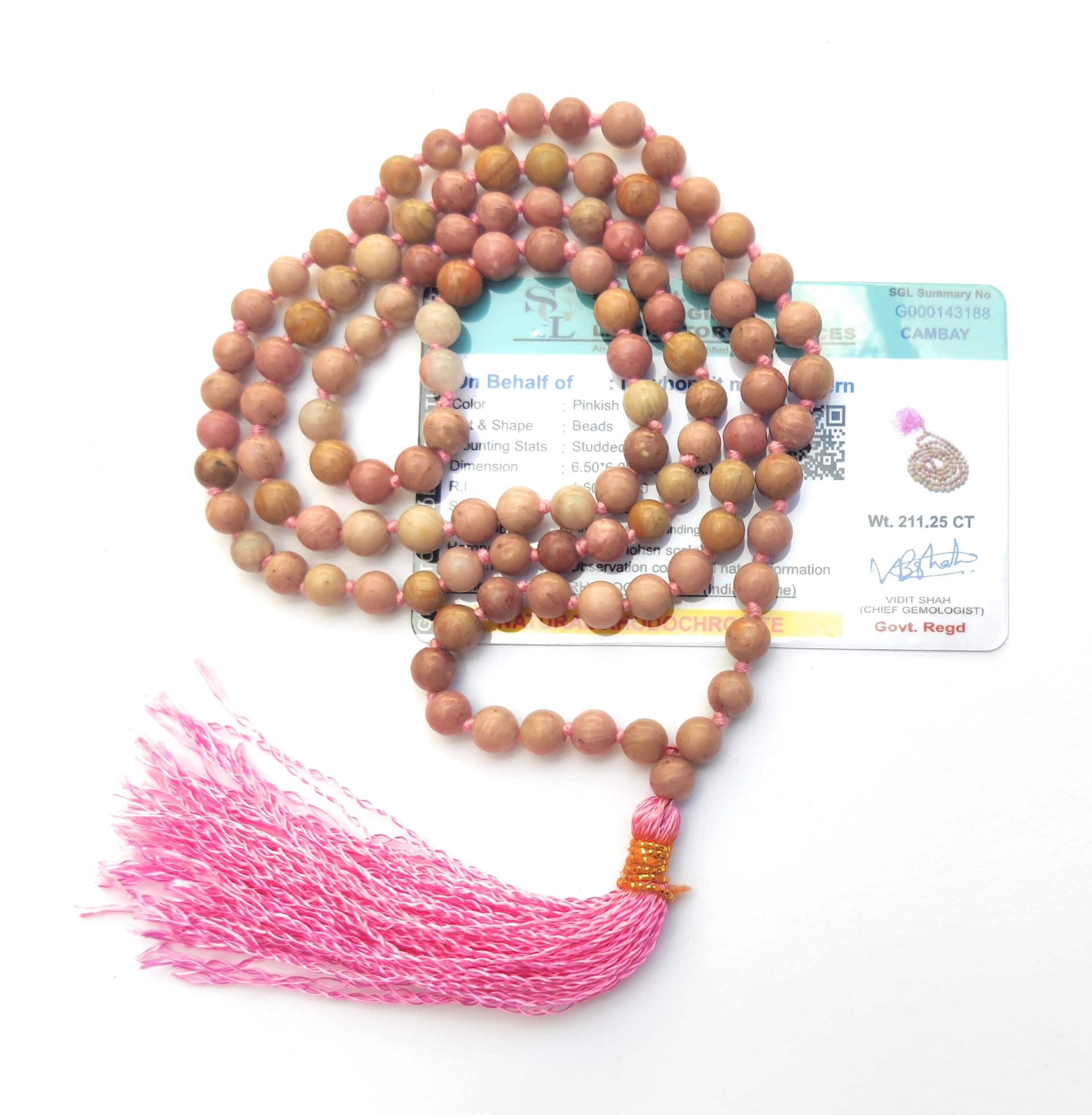 Apnisanskriti Premium Stone Mala for Men and Women (6mm, AAA Quality, Lab Certified, 108+1) - Natural Stone Beads Mala - Pack of 1