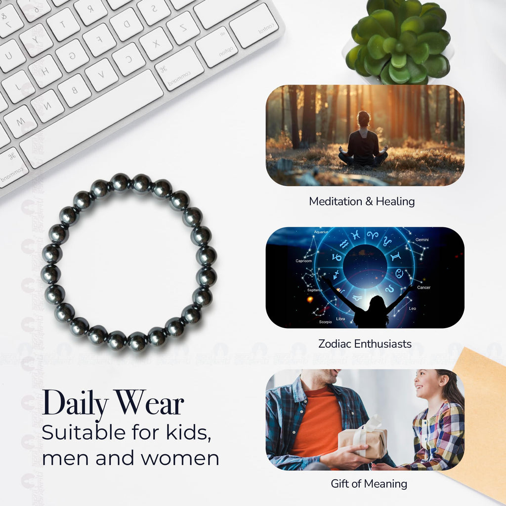 Apnisanskriti Certified Stone Bracelet (8mm) – Natural Reiki Feng Shui Round Gemstone – Free Size for Men & Women