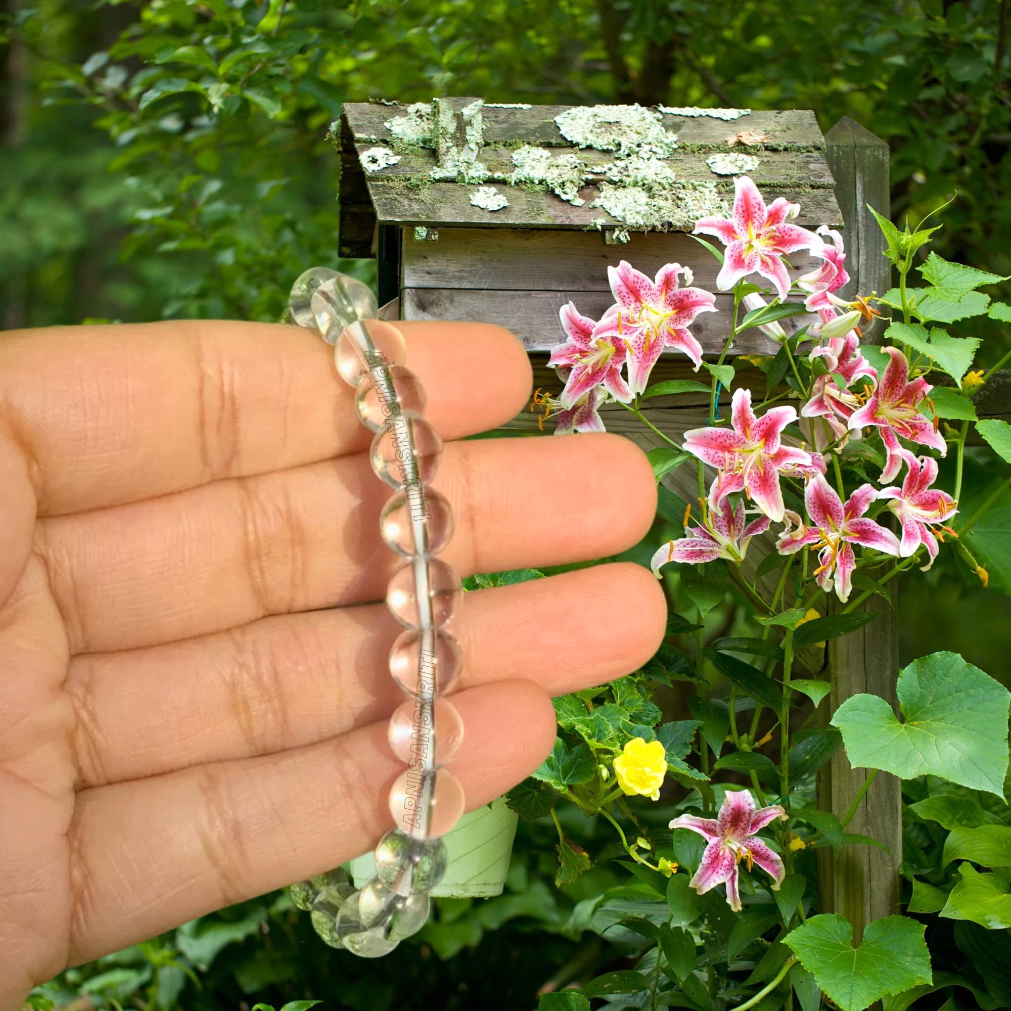 Apnisanskriti Certified Stone Bracelet (8mm) – Natural Reiki Feng Shui Round Gemstone – Free Size for Men & Women