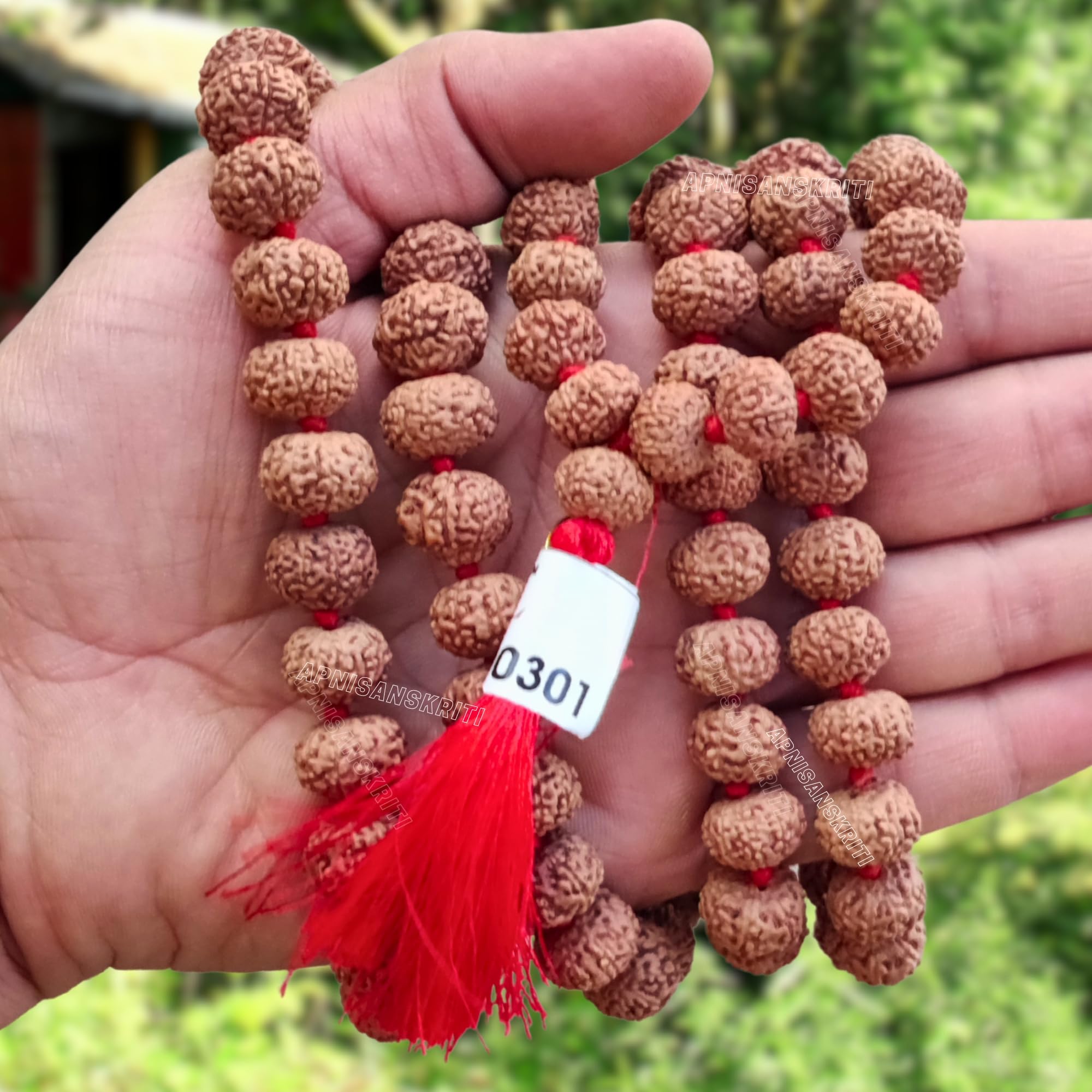 Apnisanskriti 9 Mukhi Rudraksha Mala 14-15mm - Spiritual Harmony and Healing Beads (Pack of 1)