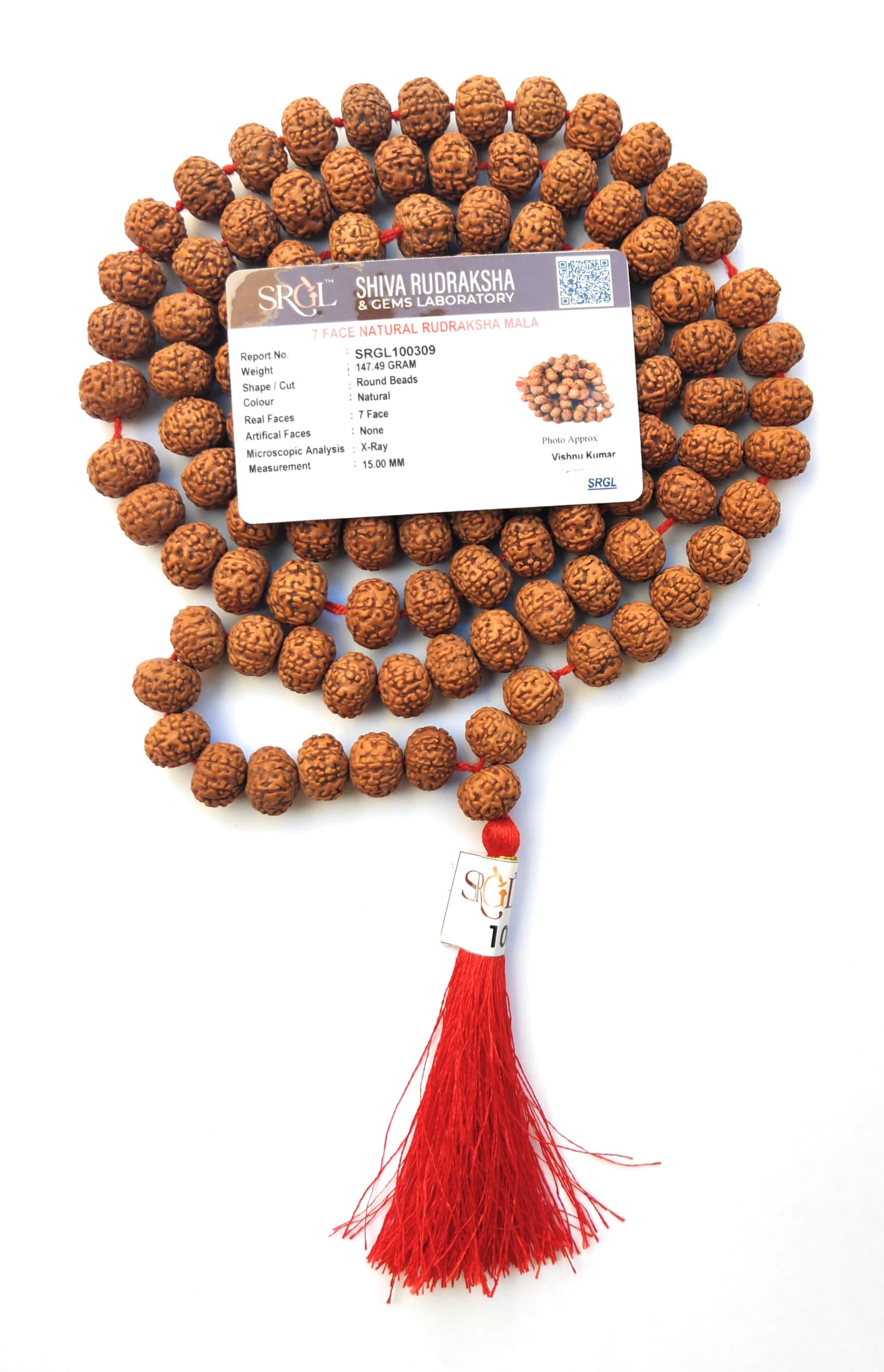 Apnisanskriti Premium 7 Mukhi Rudraksha Mala 13-15mm - Sacred Beads for Spiritual Harmony (Pack of 1)
