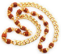 Apnisanskriti Designer Rudraksha Mala with Golden Chain (10 mm, 20 Beads, 24 Inch, Long Length) - Natural Rudraksh Beads - Pack of 1