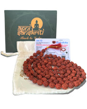 Apnisanskriti 5 Mukhi Rudraksha Mala for Jaap and Men/Women Wearing (10mm, Big Bead Size, 108+1, Lab Certified) - Natural Brown Rudraksh Beads - Pack of 1