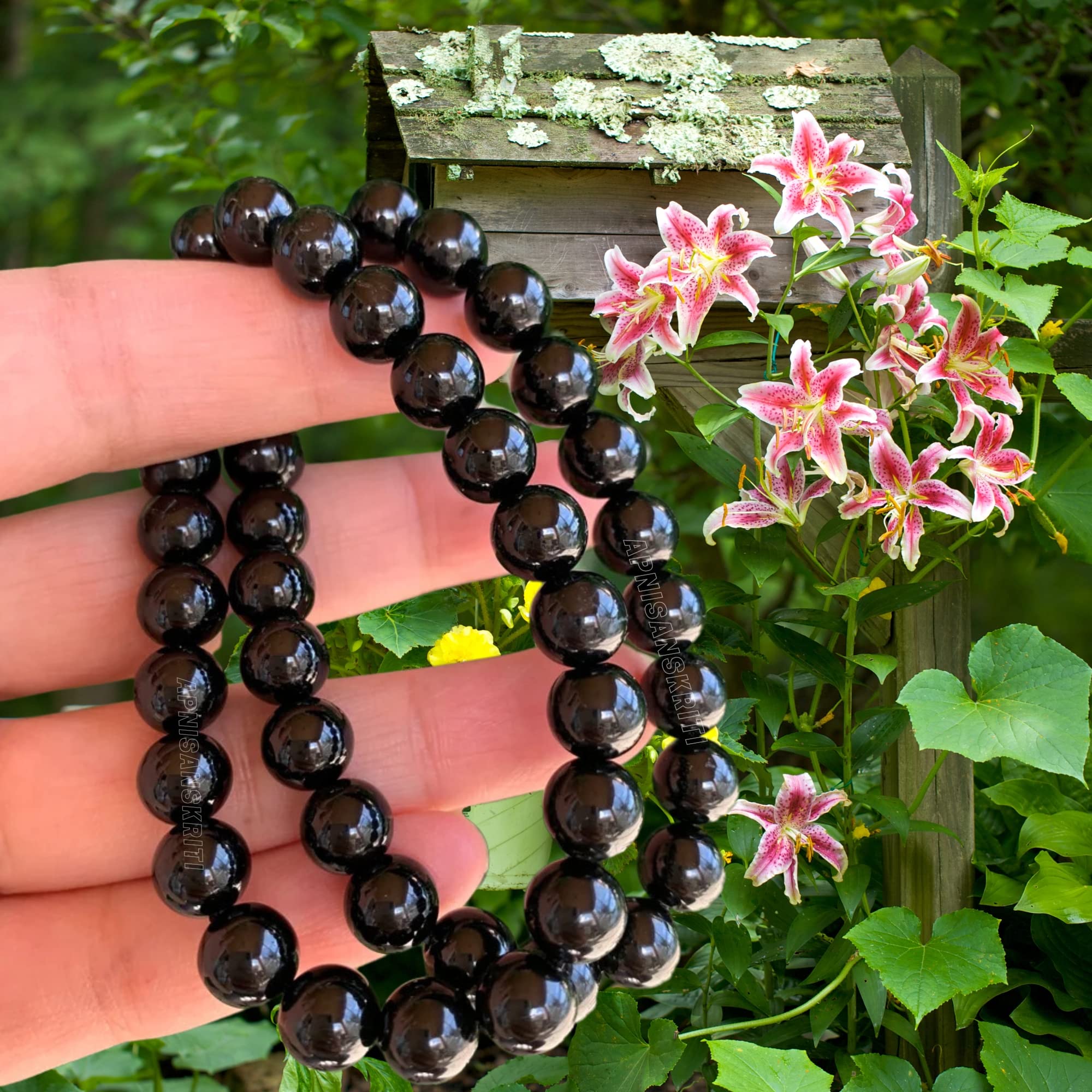 Apnisanskriti Certified Stone Bracelet (8mm) – Natural Reiki Feng Shui Round Gemstone – Free Size for Men & Women